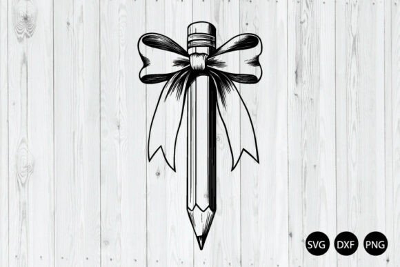 Coquette Pencil Bow SVG for Back to School Crafts and Design Projects