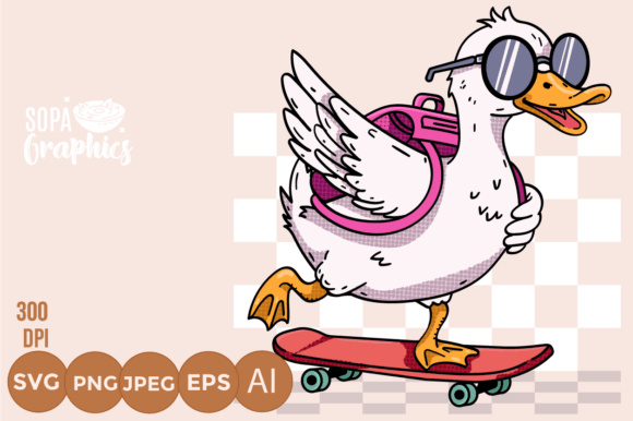 Funny Back to School Skateboard Goose