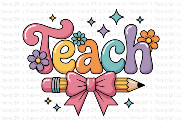 Preppy Teach Teacher Back to School PNG